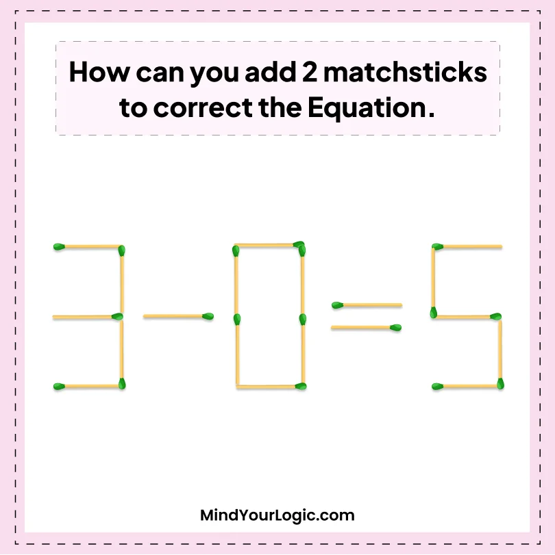 Matchstick Puzzles : 3-5=0 Matchstiks Puzzle