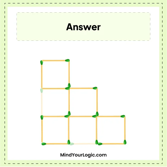 Matchstick Puzzles : Sloved Answer  Remove 2 Mathstick Creat 4 square Matchstick puzzlee
