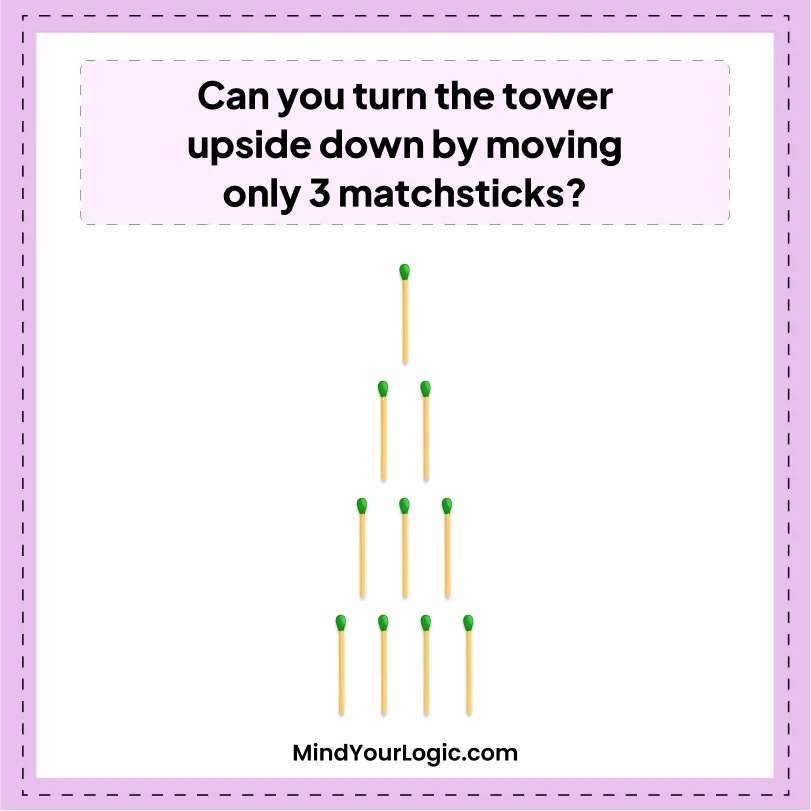 Matchstick Puzzles : Tower Upside down Matchstick Puzzle
