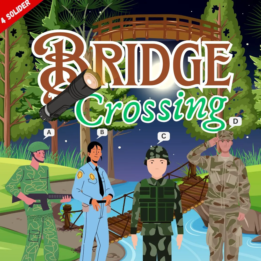 river crossing puzzles : 4 soildres bridge crossing puzzle