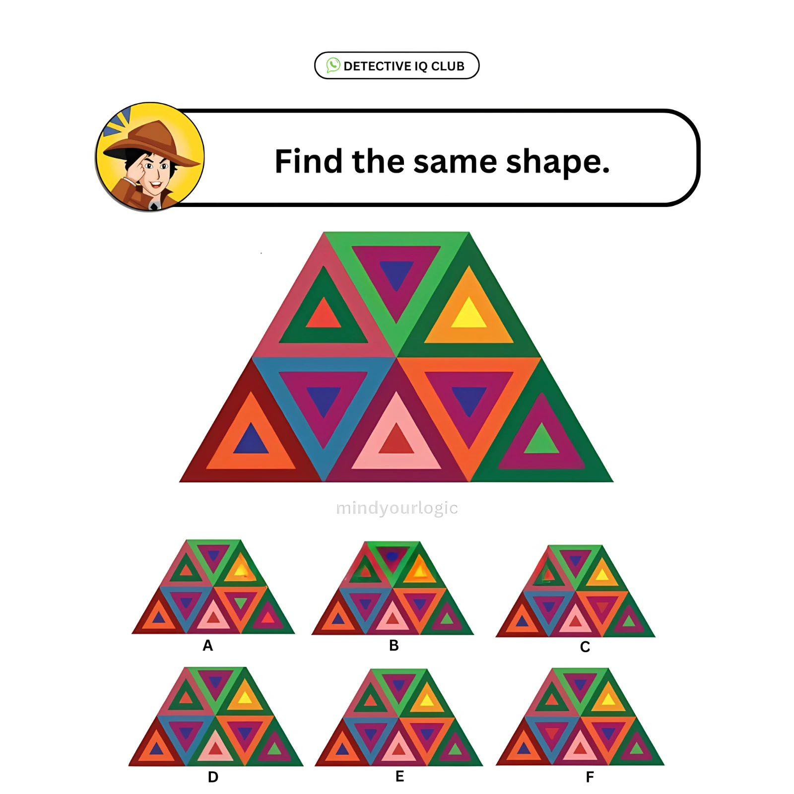 colorfull triangles find the same shape