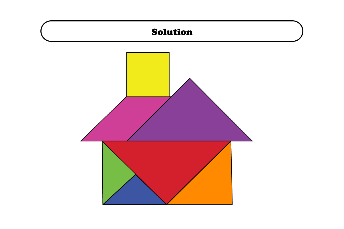 easy tangram house puzzle solution