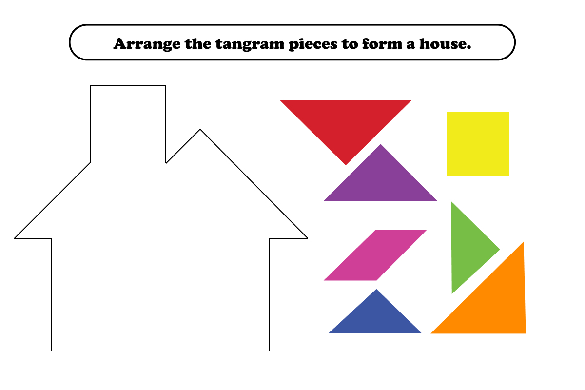 easy tangram house puzzle