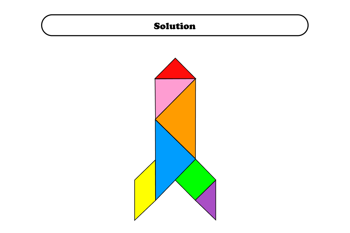 easy tangram roket puzzle solution