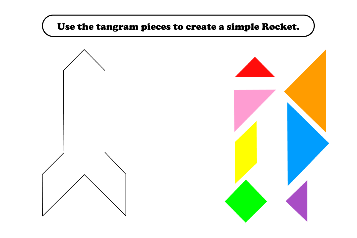 easy tangram roket puzzle