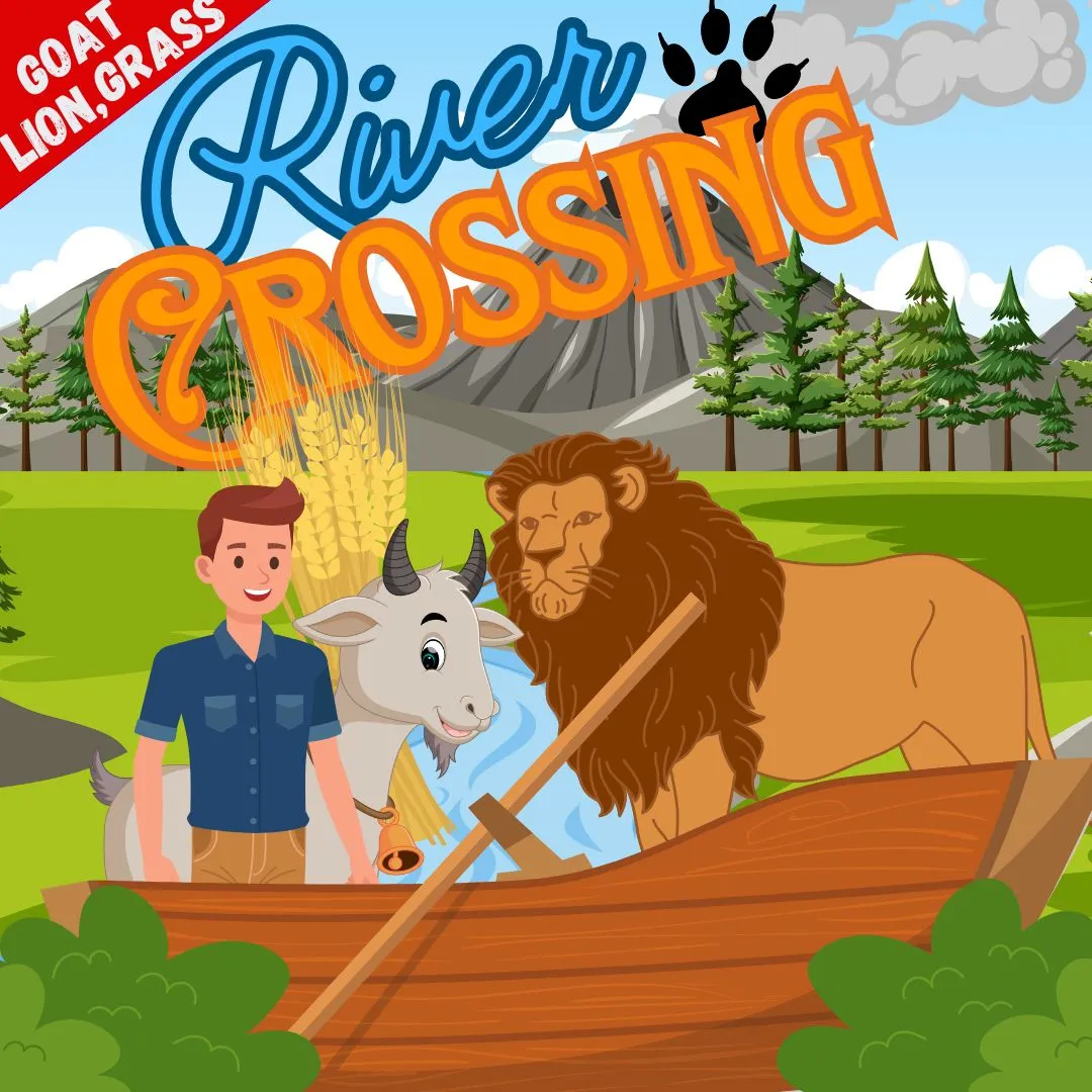 river crossing puzzles : goat lion grass