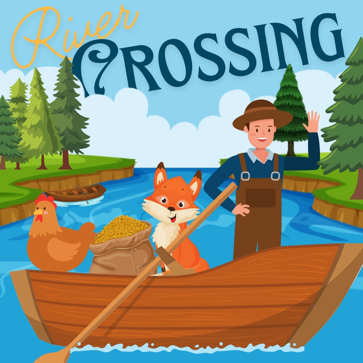 A farmer, chicken, a bag of grain, and a fox river crossing puzzle ...