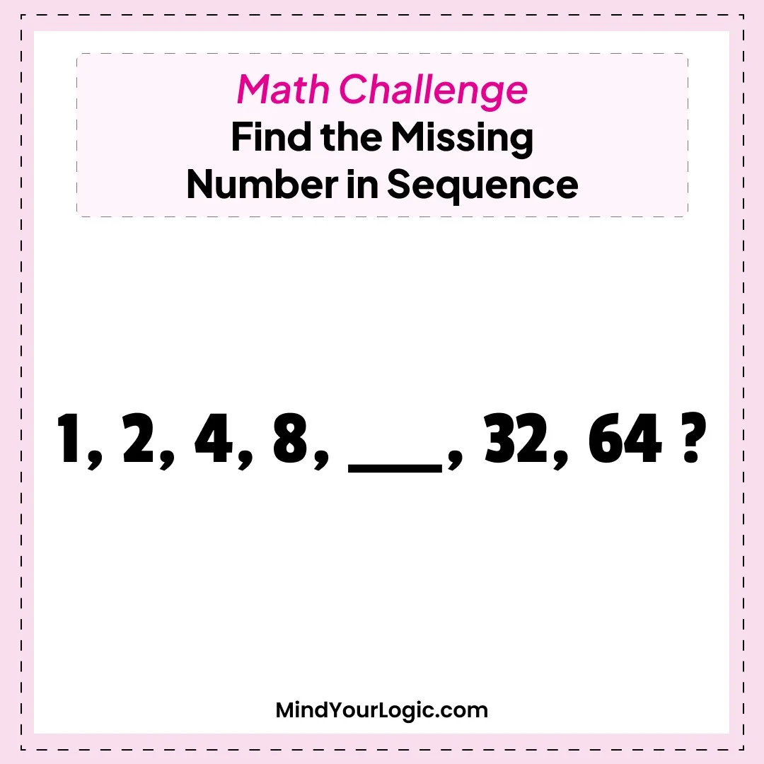 Find The Missing Number In Series 1 2 4 8 32 64 Math Challenge