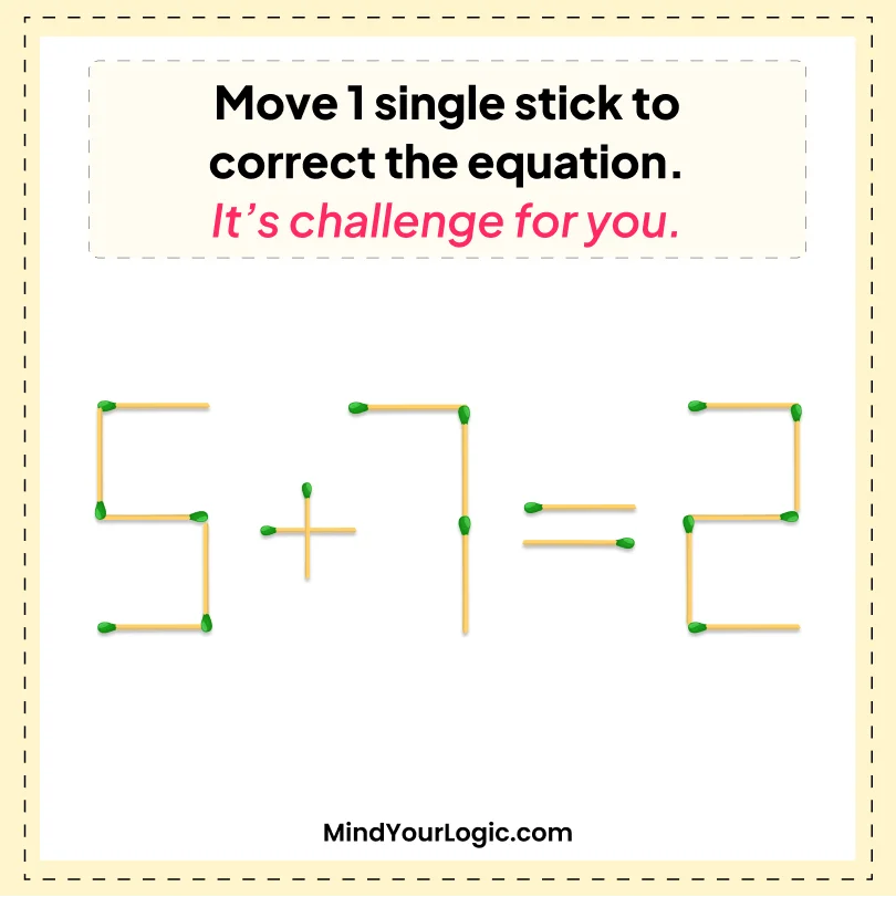 Tricky Puzzle IQ Test: Can you move only 2 matchsticks to fix this