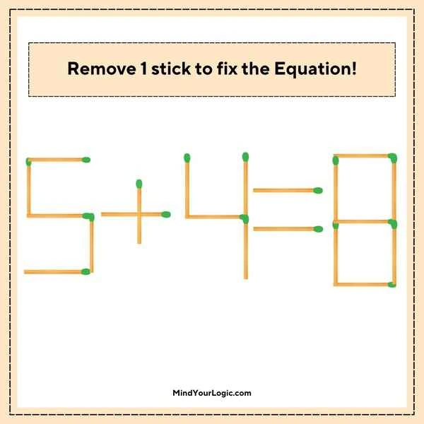 Matchstick Puzzles : question-image-5-4-8-matchstick-equation